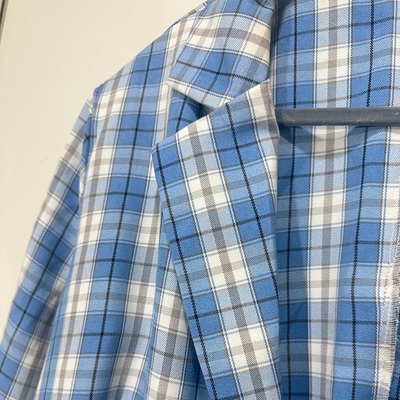 Light Blue Oversized Checked Blazer w/Pockets size S - Picture 3 of 5